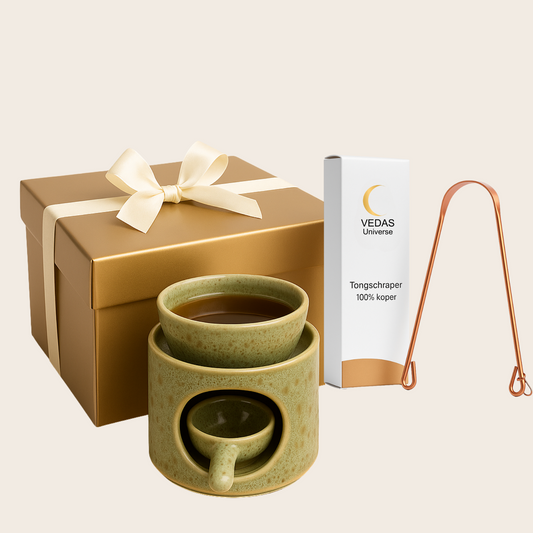 Ayurvedische Olieverwarmer + 100% Koperen Tongschraper