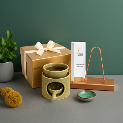 Ayurvedische Olieverwarmer + 100% Koperen Tongschraper